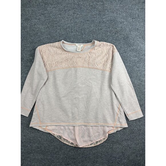 Sundance Tops - Sundance Shirt Womens Medium Gray Lace Yoke Hi Low Open Back Boho Tunic Top